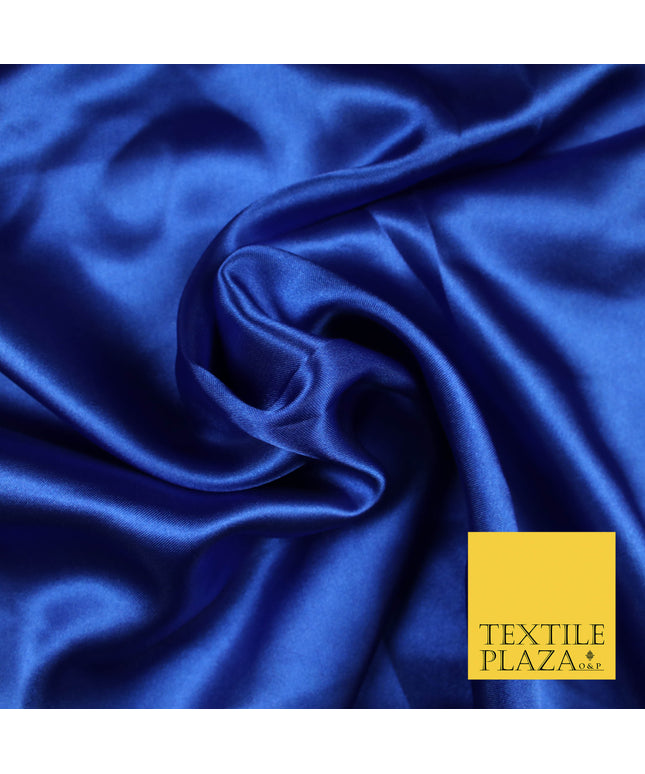 DEEP ROYAL BLUE Luxury Plain Smooth Shiny Lightweight Poly Satin Fabric Dress Lining Material 58" 5677