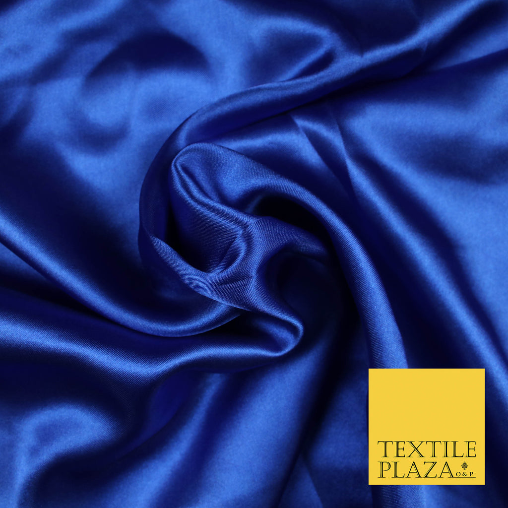 DEEP ROYAL BLUE Luxury Plain Smooth Shiny Lightweight Poly Satin Fabric Dress Lining Material 58" 5677