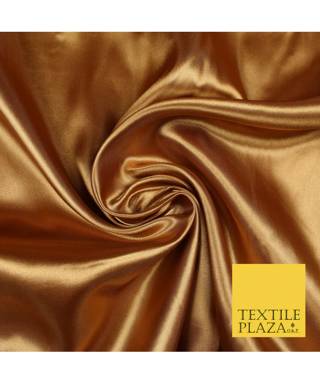 GINGER TAN BROWN Luxury Plain Smooth Shiny Lightweight Poly Satin Fabric Dress Lining Material 58" 5680