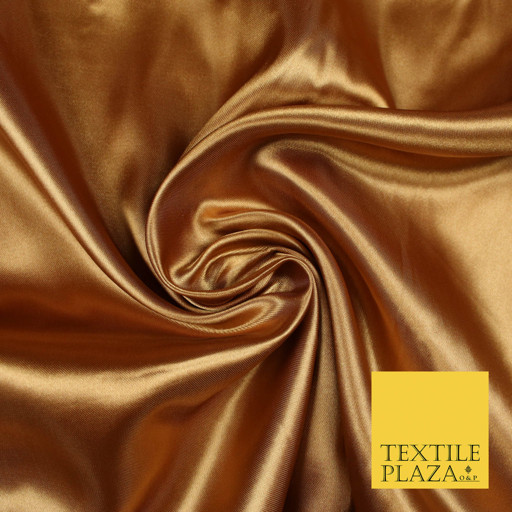 GINGER TAN BROWN Luxury Plain Smooth Shiny Lightweight Poly Satin Fabric Dress Lining Material 58" 5680