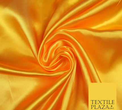 SAFFRON YELLOW Luxury Plain Smooth Shiny Lightweight Poly Satin Fabric Dress Lining Material 58" 5681