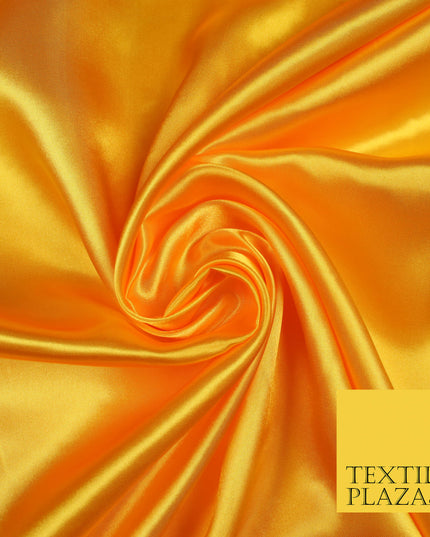 SAFFRON YELLOW Luxury Plain Smooth Shiny Lightweight Poly Satin Fabric Dress Lining Material 58" 5681