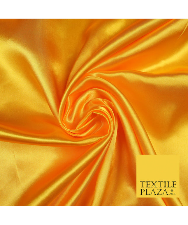 SAFFRON YELLOW Luxury Plain Smooth Shiny Lightweight Poly Satin Fabric Dress Lining Material 58" 5681