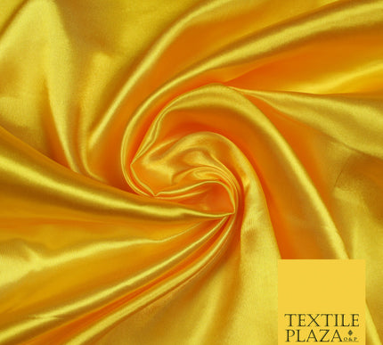 YELLOW Luxury Plain Smooth Shiny Lightweight Poly Satin Fabric Dress Lining Material 58" 5682