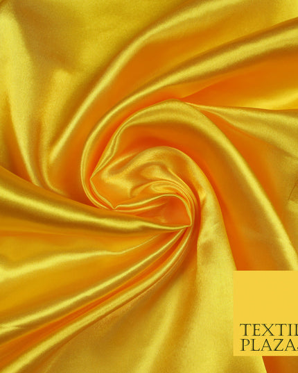 YELLOW Luxury Plain Smooth Shiny Lightweight Poly Satin Fabric Dress Lining Material 58" 5682