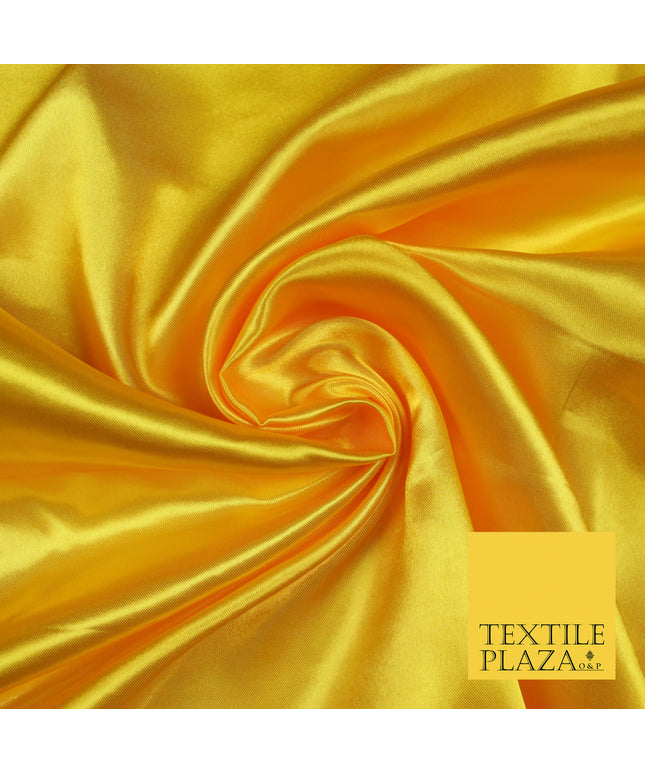 YELLOW Luxury Plain Smooth Shiny Lightweight Poly Satin Fabric Dress Lining Material 58" 5682