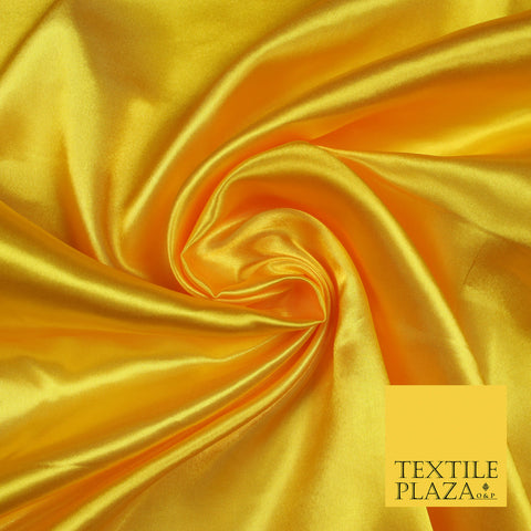 YELLOW Luxury Plain Smooth Shiny Lightweight Poly Satin Fabric Dress Lining Material 58" 5682