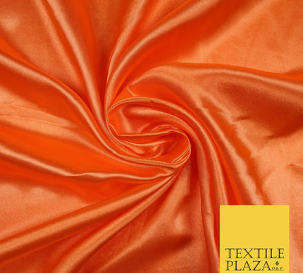 ORANGE Luxury Plain Smooth Shiny Lightweight Poly Satin Fabric Dress Lining Material 58" 5684
