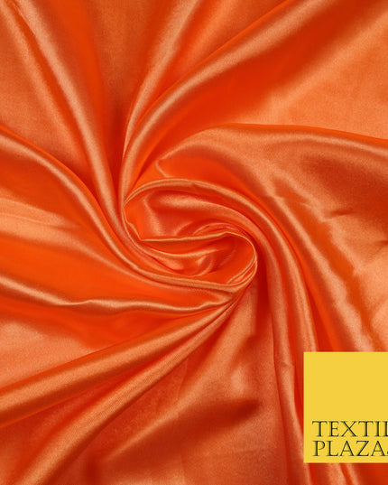 ORANGE Luxury Plain Smooth Shiny Lightweight Poly Satin Fabric Dress Lining Material 58" 5684