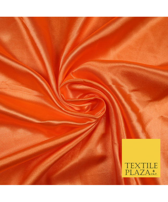 ORANGE Luxury Plain Smooth Shiny Lightweight Poly Satin Fabric Dress Lining Material 58" 5684
