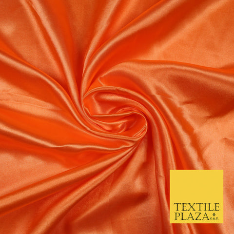 ORANGE Luxury Plain Smooth Shiny Lightweight Poly Satin Fabric Dress Lining Material 58" 5684