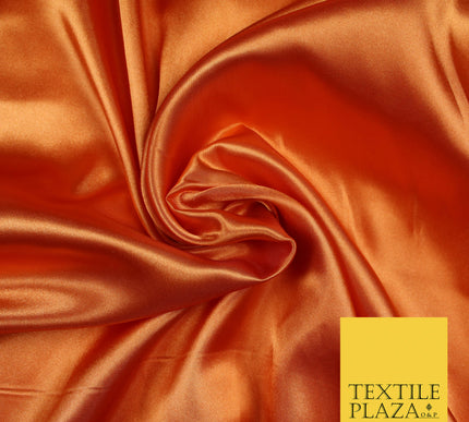DEEP ORANGE Luxury Plain Smooth Shiny Lightweight Poly Satin Fabric Dress Lining Material 58" 5685