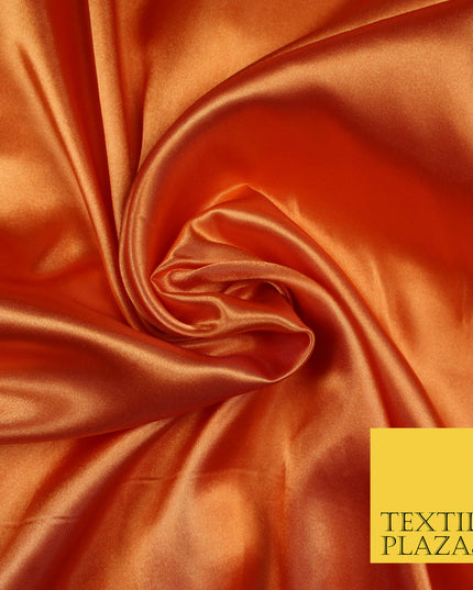 DEEP ORANGE Luxury Plain Smooth Shiny Lightweight Poly Satin Fabric Dress Lining Material 58" 5685