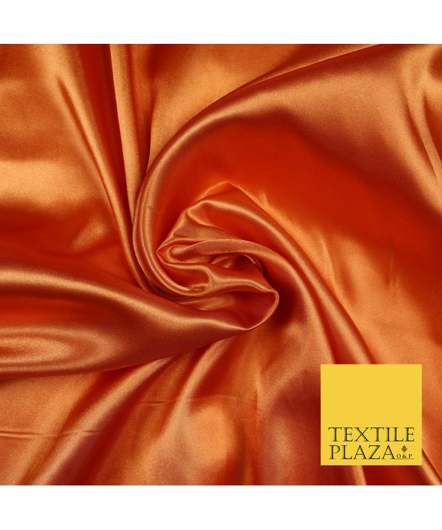 DEEP ORANGE Luxury Plain Smooth Shiny Lightweight Poly Satin Fabric Dress Lining Material 58" 5685