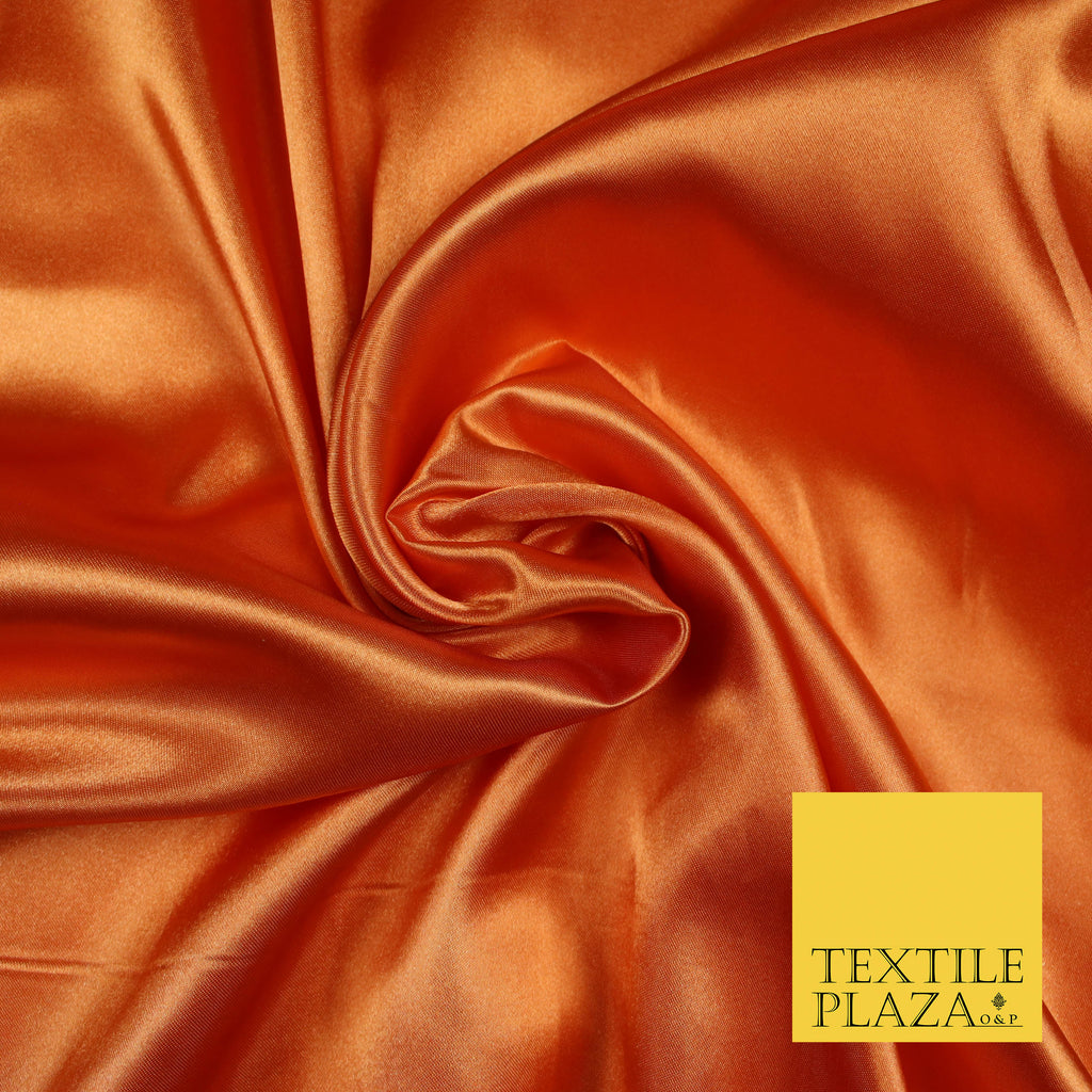 DEEP ORANGE Luxury Plain Smooth Shiny Lightweight Poly Satin Fabric Dress Lining Material 58" 5685