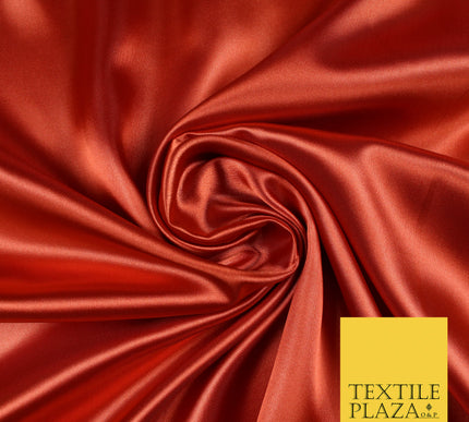 RUST TERRACOTTA Luxury Plain Smooth Shiny Lightweight Poly Satin Fabric Dress Lining Material 58" 5686