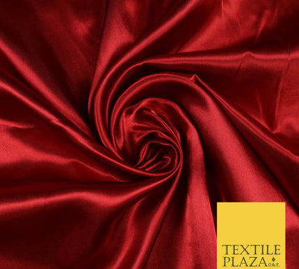 DULL RED Luxury Plain Smooth Shiny Lightweight Poly Satin Fabric Dress Lining Material 58" 5688