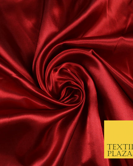 DULL RED Luxury Plain Smooth Shiny Lightweight Poly Satin Fabric Dress Lining Material 58" 5688