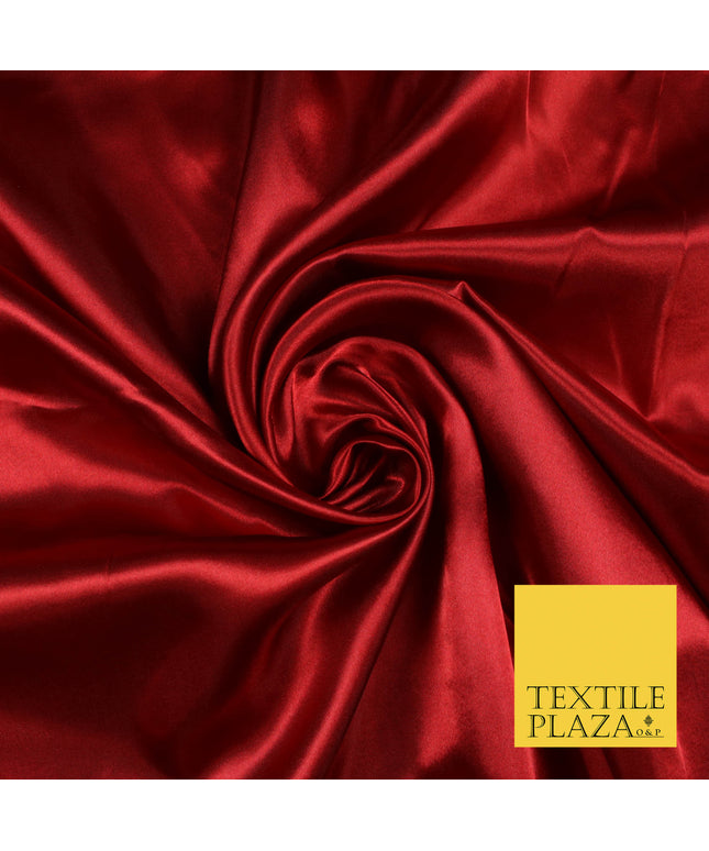 DULL RED Luxury Plain Smooth Shiny Lightweight Poly Satin Fabric Dress Lining Material 58" 5688