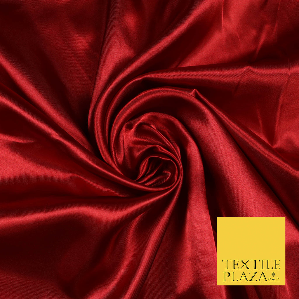 Bright Red Polyester Lining Satin Fabric, High Sheen