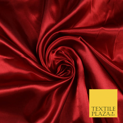 DULL RED Luxury Plain Smooth Shiny Lightweight Poly Satin Fabric Dress Lining Material 58" 5688