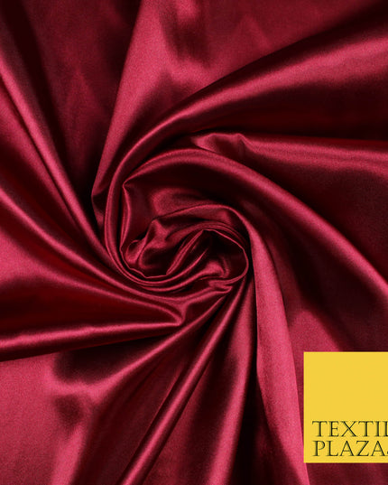 DEEP MAROON RED Luxury Plain Smooth Shiny Lightweight Poly Satin Fabric Dress Lining Material 58" 5689