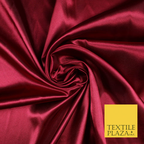 DEEP MAROON RED Luxury Plain Smooth Shiny Lightweight Poly Satin Fabric Dress Lining Material 58" 5689