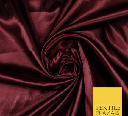WINE BURGUNDY Luxury Plain Smooth Shiny Lightweight Poly Satin Fabric Dress Lining Material 58" 5690