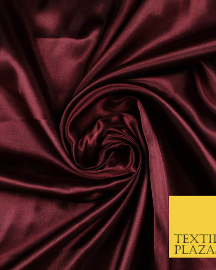 WINE BURGUNDY Luxury Plain Smooth Shiny Lightweight Poly Satin Fabric Dress Lining Material 58" 5690