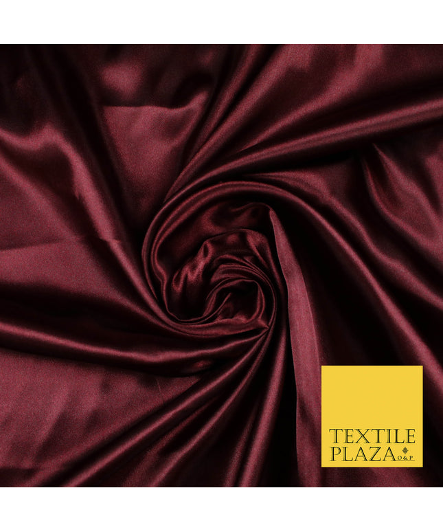 WINE BURGUNDY Luxury Plain Smooth Shiny Lightweight Poly Satin Fabric Dress Lining Material 58" 5690