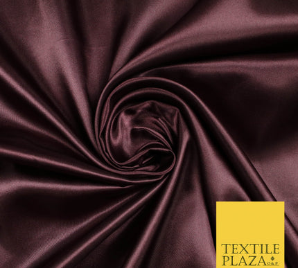 AUBERGINE PLUM Luxury Plain Smooth Shiny Lightweight Poly Satin Fabric Dress Lining Material 58" 5691