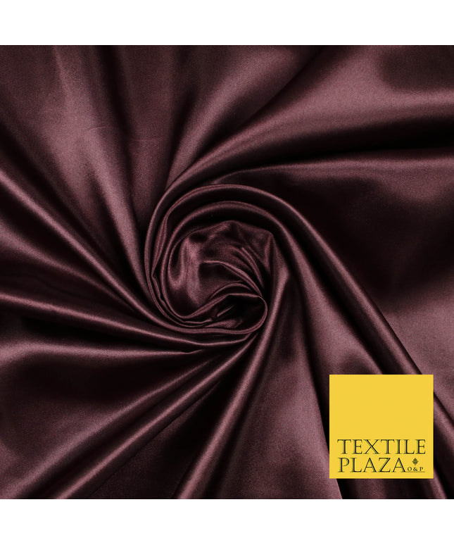 AUBERGINE PLUM Luxury Plain Smooth Shiny Lightweight Poly Satin Fabric Dress Lining Material 58" 5691