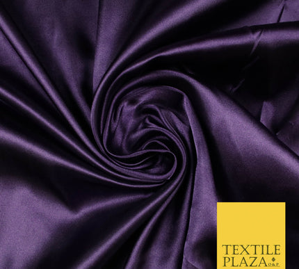 DARK PURPLE Luxury Plain Smooth Shiny Lightweight Poly Satin Fabric Dress Lining Material 58" 5692