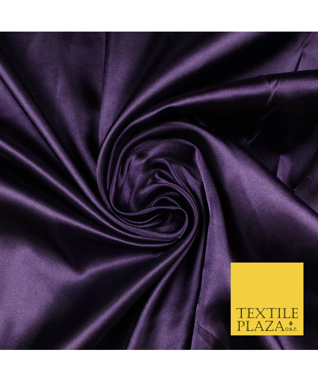 DARK PURPLE Luxury Plain Smooth Shiny Lightweight Poly Satin Fabric Dress Lining Material 58" 5692