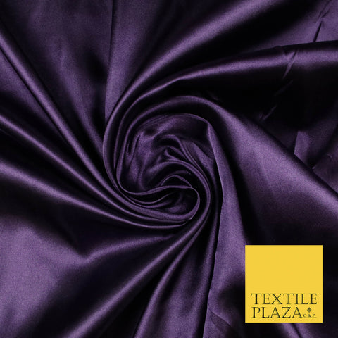 DARK PURPLE Luxury Plain Smooth Shiny Lightweight Poly Satin Fabric Dress Lining Material 58" 5692