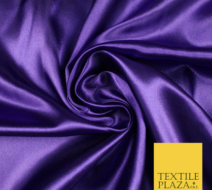 PURPLE Luxury Plain Smooth Shiny Lightweight Poly Satin Fabric Dress Lining Material 58" 5693