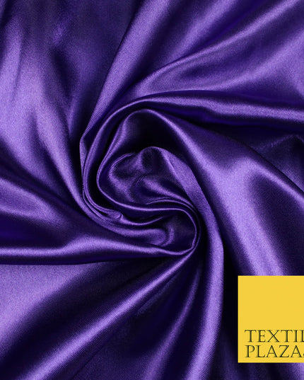 PURPLE Luxury Plain Smooth Shiny Lightweight Poly Satin Fabric Dress Lining Material 58" 5693