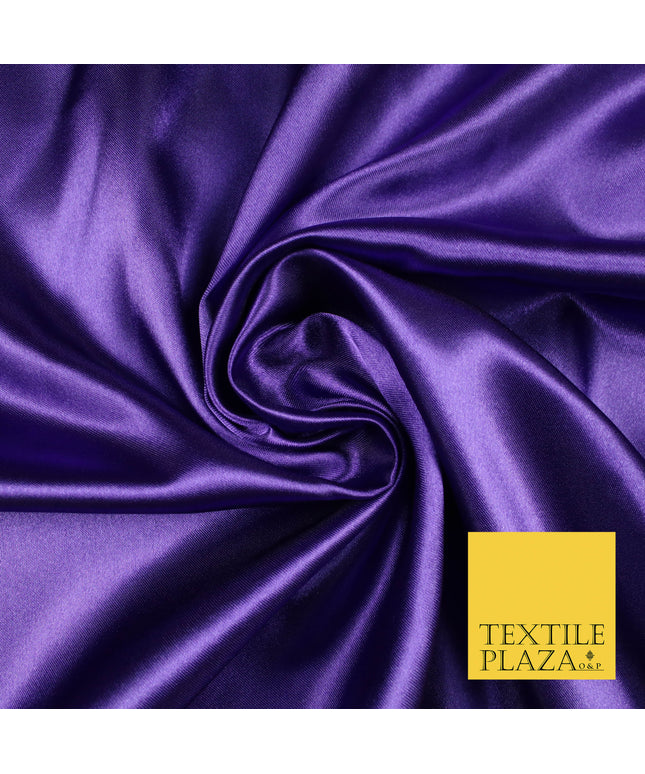 PURPLE Luxury Plain Smooth Shiny Lightweight Poly Satin Fabric Dress Lining Material 58" 5693
