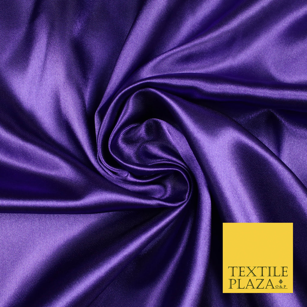 PURPLE Luxury Plain Smooth Shiny Lightweight Poly Satin Fabric Dress Lining Material 58" 5693