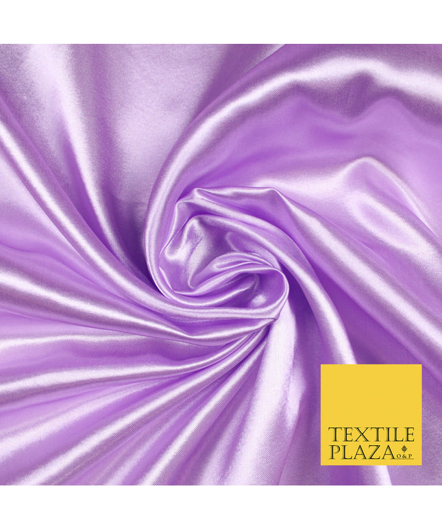 LILAC Luxury Plain Smooth Shiny Lightweight Poly Satin Fabric Dress Lining Material 58" 5695