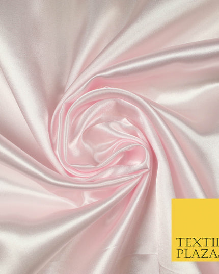 PALE BABY PINK Luxury Plain Smooth Shiny Lightweight Poly Satin Fabric Dress Lining Material 58" 5698