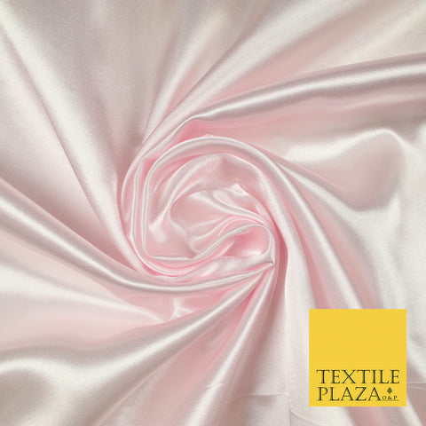 PALE BABY PINK Luxury Plain Smooth Shiny Lightweight Poly Satin Fabric Dress Lining Material 58" 5698