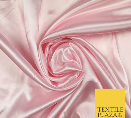 BABY PINK Luxury Plain Smooth Shiny Lightweight Poly Satin Fabric Dress Lining Material 58" 5699