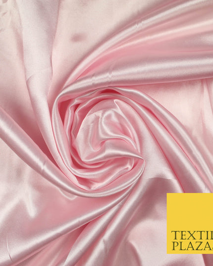 BABY PINK Luxury Plain Smooth Shiny Lightweight Poly Satin Fabric Dress Lining Material 58" 5699