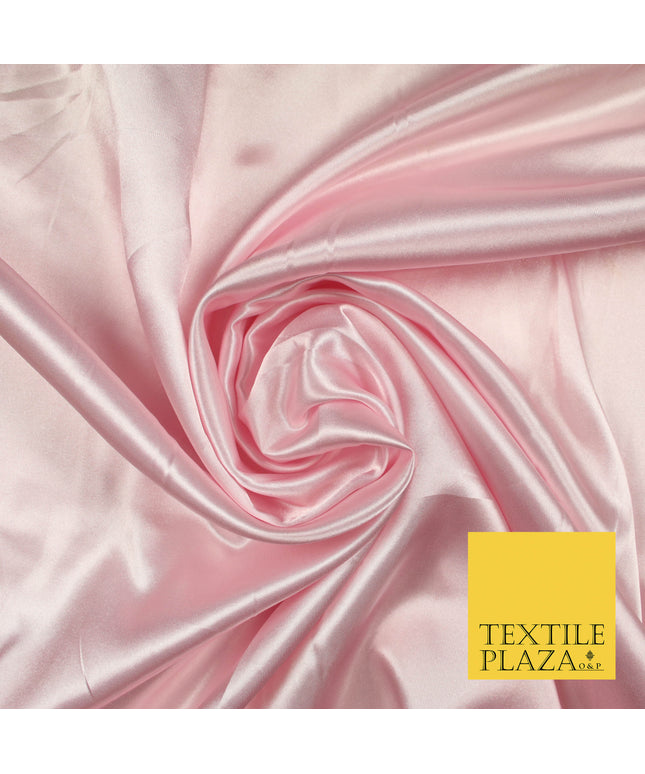 BABY PINK Luxury Plain Smooth Shiny Lightweight Poly Satin Fabric Dress Lining Material 58" 5699