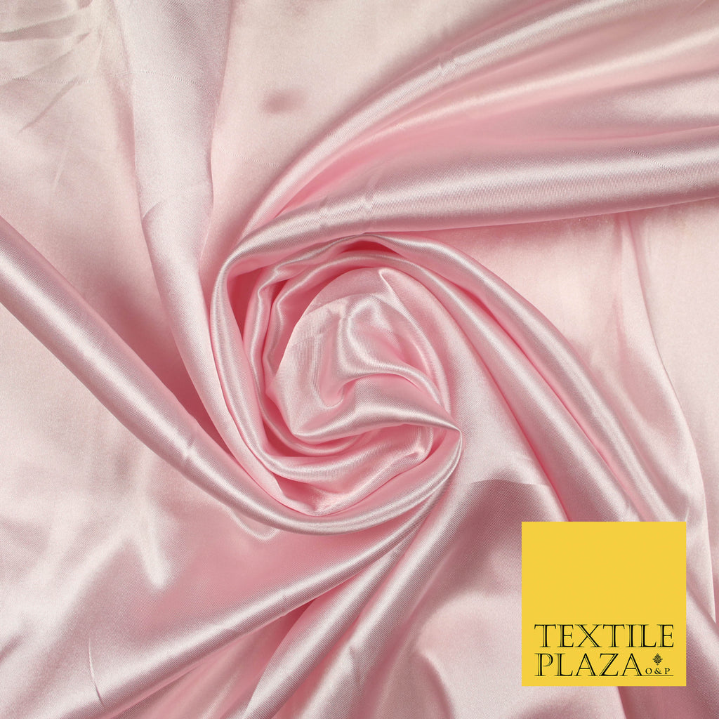 BABY PINK Luxury Plain Smooth Shiny Lightweight Poly Satin Fabric Dress Lining Material 58" 5699