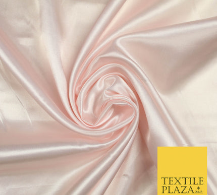 PALE POWDER PINK Luxury Plain Smooth Shiny Lightweight Poly Satin Fabric Dress Lining Material 58" 5700