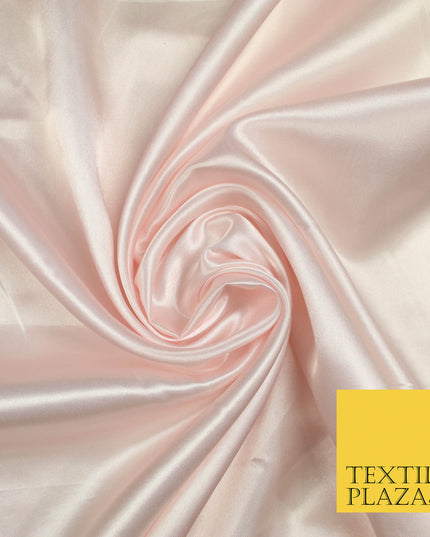 PALE POWDER PINK Luxury Plain Smooth Shiny Lightweight Poly Satin Fabric Dress Lining Material 58" 5700