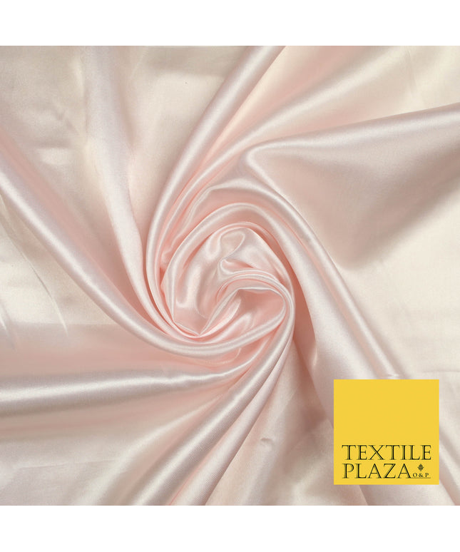 PALE POWDER PINK Luxury Plain Smooth Shiny Lightweight Poly Satin Fabric Dress Lining Material 58" 5700