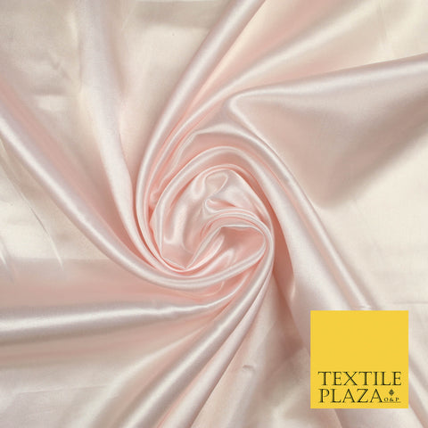 PALE POWDER PINK Luxury Plain Smooth Shiny Lightweight Poly Satin Fabric Dress Lining Material 58" 5700